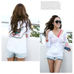 Amanda49 Elegant and Charming Funny Cartoon Bird Patterns Long Sleeves Cotton Blended Hood Coat For Women