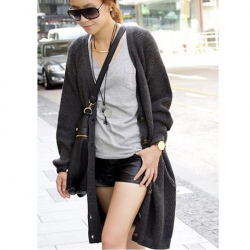 Amanda49 Popular and Slim V-Neck Single-Breasted Long Sleeves Long Coat For Women