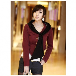 Amanda49 Stylish Scarf Collar Single-Breasted Long Sleeves Cotton Coat For Women