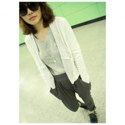 Amanda49 Elegant and Slim Lapel Rhinestone Embellished Long Sleeves Cotton Coat For Women