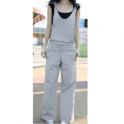 Amanda49 Hot Sale Korea Fashion Stylish Round Neckline Sleeveess Hooded Jumpsuit