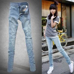 Amanda49 Leisure and Popular Sky Blue Elastic Feet Jeans For Women