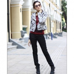 Amanda49 Leisure and Slim Black Long Elastic Feet Jeans For Women