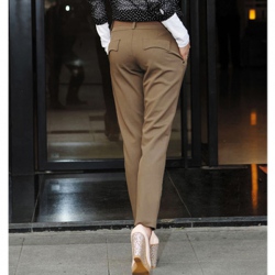 Amanda49 Leisure Elastic Waist Cotton Blend Fabric+Twill Feet Pants For Women