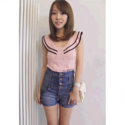 Amanda49 Fashionable High Waist Fitness Denim Shorts
