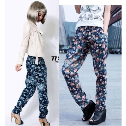 Amanda49 Fashionable Floral Print Tie-Dye Harem Jeans