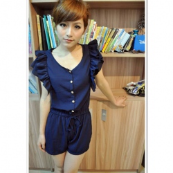 Amanda49 Sweet and Fashionable Cuff Butterfly Shape Design Chiffon Jumpsuit