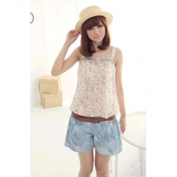 Amanda49 Laconic Floral Patterns Sleeveless Jumpsuit With Belt