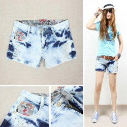 Amanda49 Fashionable and Delicate Lining Design Destroyed Wash Jeans