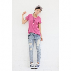 Amanda49 Cool Irregular Hole Design Mix-Matched Jeans