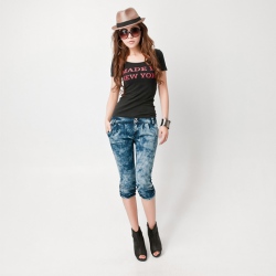 Amanda49 Hot Sale Korea Style Snow Blue Baggy Jeans