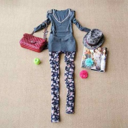 Amanda49 New Arrival Fashion and Casual Style Laconic and Mix-Matched Snowflake Pencil Pants For Female