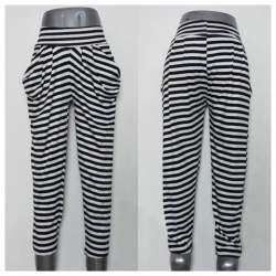 Amanda49 Leisure and Stylish Transverse Stripe Patterns Cotton Feet Harem Pants For Women