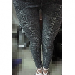 Amanda49 Stylish Tie-Dye Embellished Special Front Design Elastic Waist Trousers