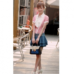 Amanda49 Western Fashion Sweet and Luxurious Rivets Embellished Waist Short Pantskirt