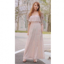 Amanda49 Retro Style Casual and Comfortable Floral Patterns High Elastic Waist Strapless Jumpsuit