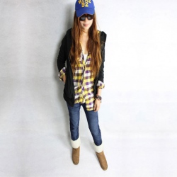 Amanda49 Slim Korea Broken Hole Style Low Waist Blue Jeans For Women