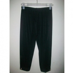 Amanda49 Simple Beads Embellished Black Quarter Trousers For Women