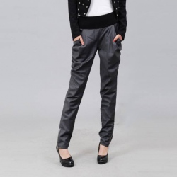 Amanda49 Slim and Elegant Zipper Hem Elastic Waist Suiting Trousers For Women