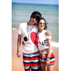 Amanda49 Stylish and Lovely Heart Print Short Sleeve Lovers'Clothes