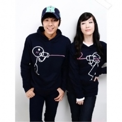 Amanda49 Cute Cartoon Lover Patterns Long Sleeve Hoodede Sweater--Lover's Clothes