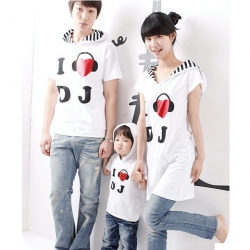 Amanda49 Sweet and lovely "I Love DJ" Printing Hooded Sweater--Family Suits