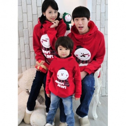 Amanda49 Hot Sale Korea Fashion Smile Snowman Printing Long Sleeve Hooded Sweater--Family Suits