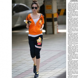 Amanda49 Casual Style Zipper Pattern Cotta Hooded Fleece and Pants Suit
