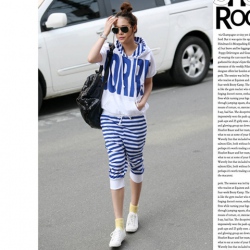 Amanda49 New Arrival Casual Style Strips Pattern Pants and Hooded Cotta Fleeces Suit