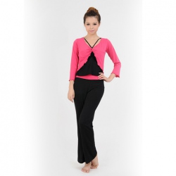 Amanda49 Special Offer Autumn Fashion Top Grade V-Neckline Blouse and Black Trousers Three-Piece Dance Suit