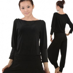Amanda49 Special Offer Extra Large Size Long Sleeve Black Yoga Clothing Dance Suit