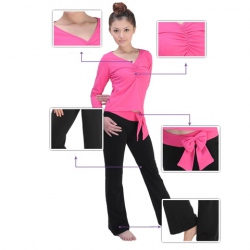 Amanda49 Autumn and Winter Fashion V-Neckline Bow-Tie Embellished Yoga Suits