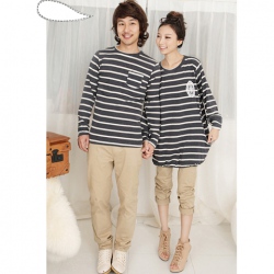 Amanda49 Fashion Style Round Collar and Long Sleeve Stripe Blouse For Lover
