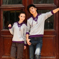 Amanda49 Special Collar Letter Printed Long Sleeves Couple Blouse For Lovers