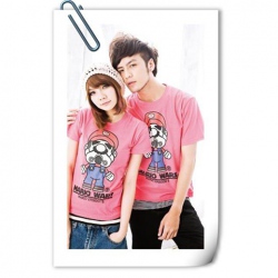 Amanda49 Leisure and Cut Mario Pattern Round Neckline Short Sleeves Cotton Couple T-Shirt For Lovers