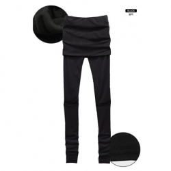Amanda49 Fashion Skirt Style Black Lycra+Cotton Long Leggings For Women