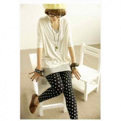 Amanda49 New Arrival Laconic and Mix-Matched Dot Pattern Bottoming Nine Cent Leggings For Female