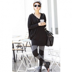 Amanda49 New Arrival Stylish Black and Gray Colormatching Leggings