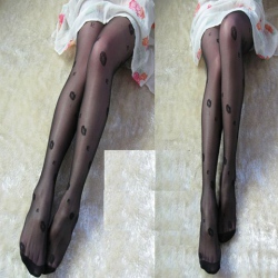 Amanda49 High Elastic Sexy Lips Patterns Jacquard Silk Stockings