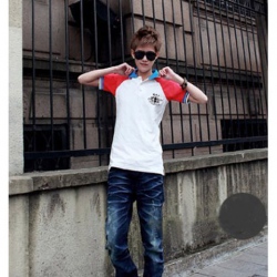Amanda49 Popular and Slim British Style White Sleeves Blouse For Men
