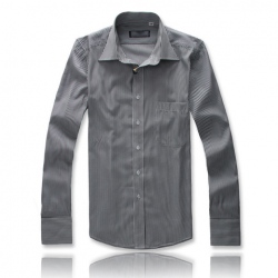 Amanda49 Decent and Single-Breasted White and Black Stripe Patterns Long Sleeve Shirt For Men