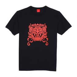 Amanda49 Stylish and Cotton Design T-Shirt Dragon Mascot Short Sleeve - Black