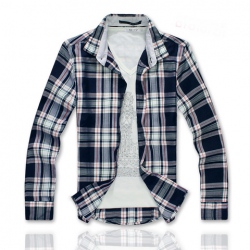 Amanda49 Stylish Long Sleeve Pure Cotton Plaid Shirt For Men