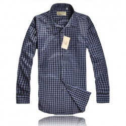 Amanda49 Decent and Single-Breasted Black Long Sleeve Plaid Shirt For Men
