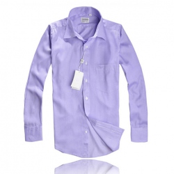 Amanda49 Decent Front Pocket Design Purple Long Sleeve Plaid Shirt For Men