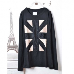 Amanda49 Cool Round Neckline Rough Selvedge American Flag Style Long Sleeves T-Shirt For Men