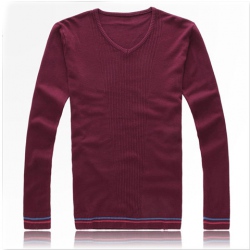 Amanda49 Fashion Simple Style V-neck Long Sleeve Bottoming Knitting Sweater For Man