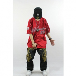 Amanda49 Hip Hop Style Comfortable and Ventilate V-Neckline Letters Printing Red Polyster Short Sleeve Jersey