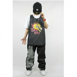 Amanda49 Hip Hop Style Comfortable and Ventilate Round Neckline Cool Patterns Two-Sided Basketball Jersey