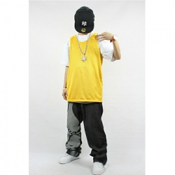 Amanda49 Hip Hop Style Comfortable and Ventilate Round Neckline Simple Design Polyster + Mesh Two-Sided Basketball Jersey
